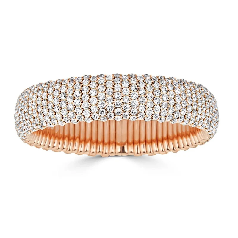 Zydo bracciale elastico bombato con diamanti di medie dimensioni oro rosa 57600