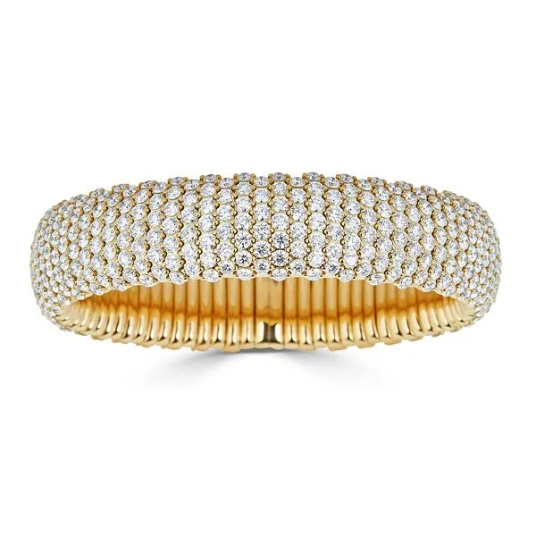 Zydo bracciale elastico bombato con diamanti di medie dimensioni oro giallo 53099