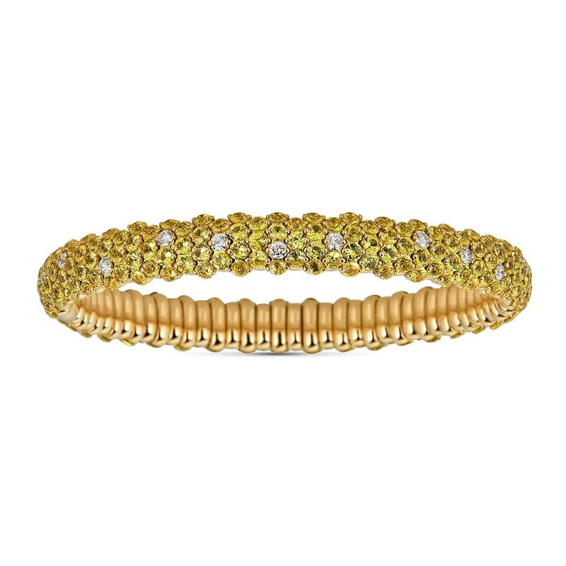 Zydo bracciale elastico bombato in zaffiro giallo oro giallo Zaffiro giallo 58912