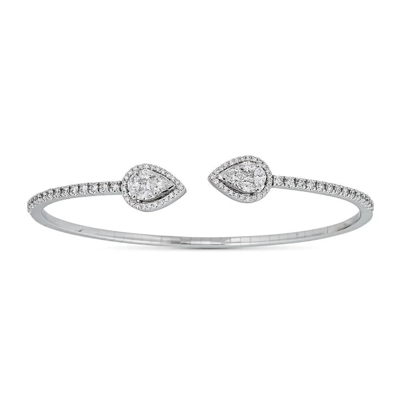Zydo bracciale aperto con doppia illusione a forma di pera oro bianco 58262