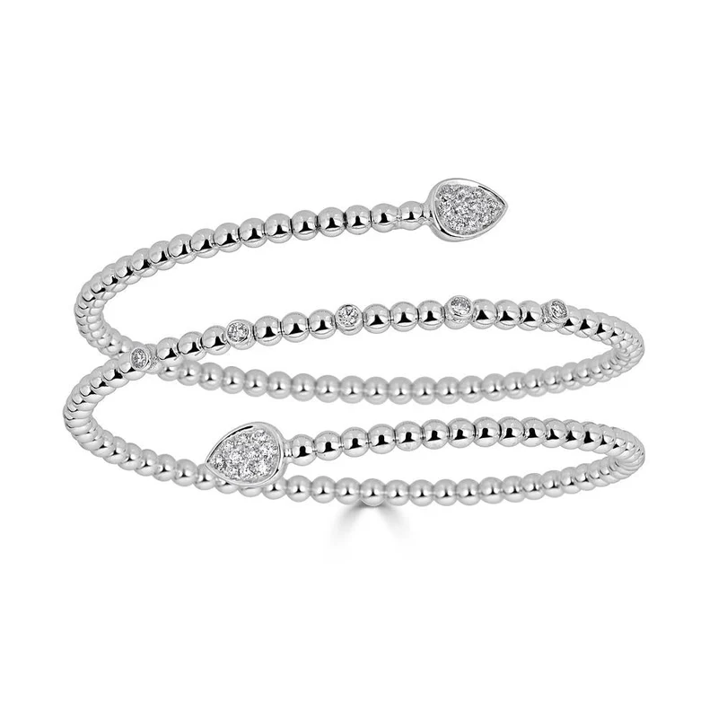 Zydo bracciale a spirale tripla con diamanti incastonati oro bianco 55131