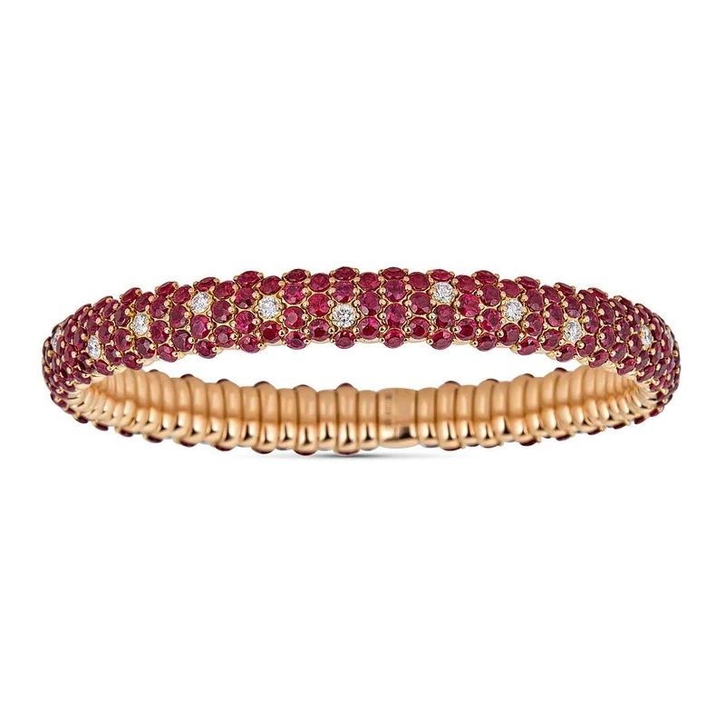Zydo bracciale elastico bombato in rubino oro rosa rubino 58032