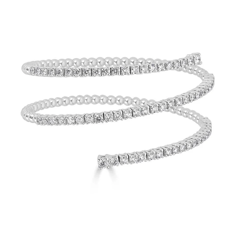 Zydo bracciale coil Wrap con diamanti oro bianco