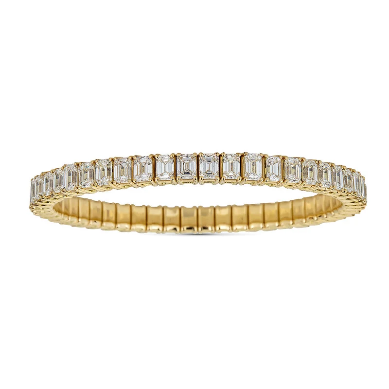 Zydo bracciale elastico con diamanti a forma di smeraldo oro giallo 58705