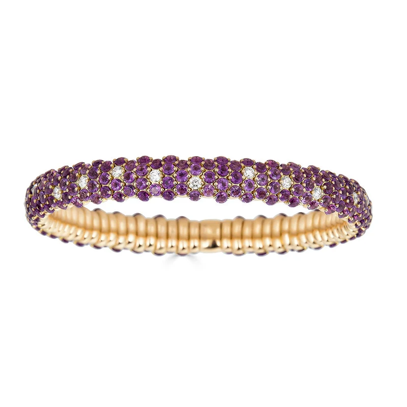 Zydo bracciale elastico bombato in ametista oro rosa ametista 60862