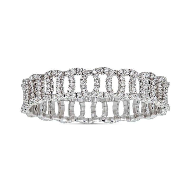 Zydo bracciale elastico sovrapposto con diamanti oro bianco 60041