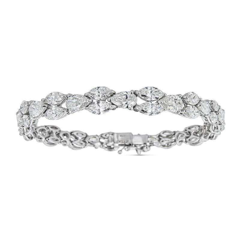 Zydo bracciale con diamanti a forma di pera e marquise oro bianco 55823