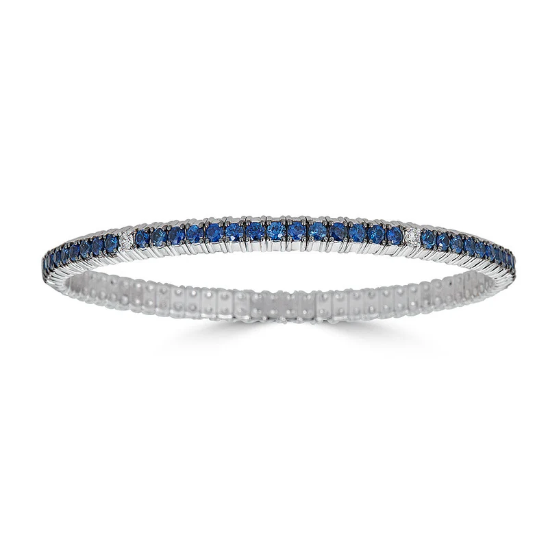 Zydo bracciale elastico con zaffiri blu e diamanti oro bianco Zaffiri blu 59944
