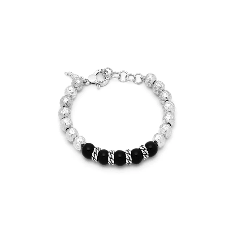 Giovanni Raspini Bracciale Sfere Onice E Treccia Grande 11854