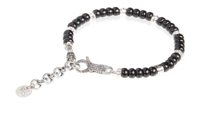 Gerba bracciale con chiusura a moschettone, murrine e arg925 MOSCH06