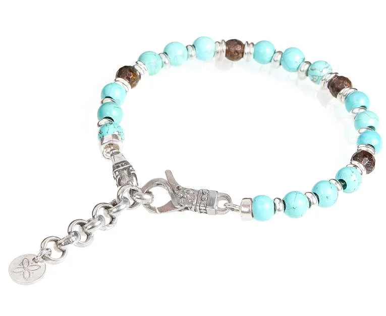Gerba bracciali con chiusura moschettone, aulite celeste, bronzite e arg925 MOSCH01