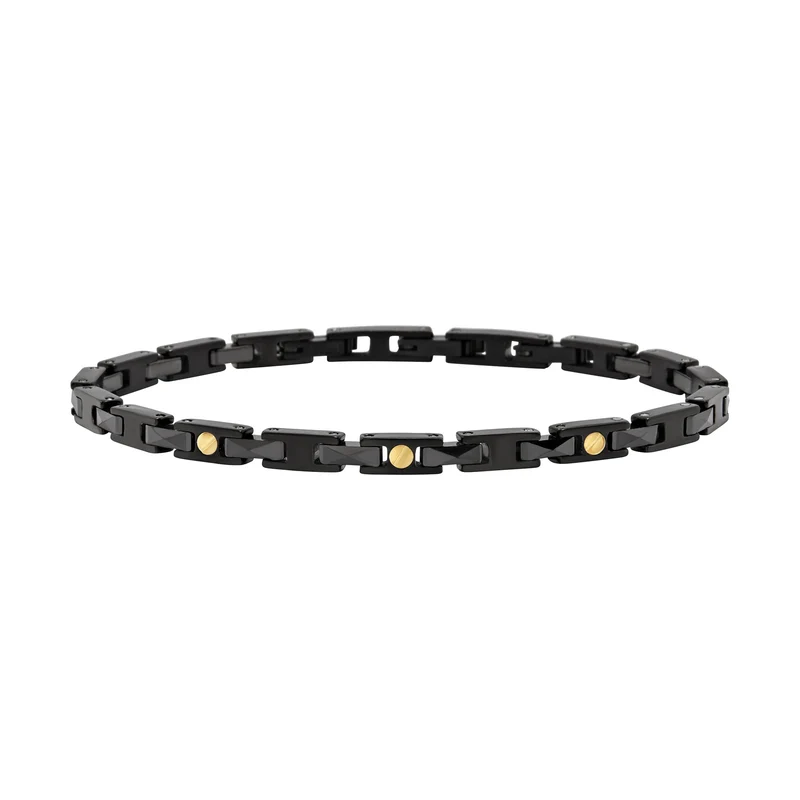 Breil bracciale Ceramic Brick acciaio finitura PVD nero ceramica TJ3964