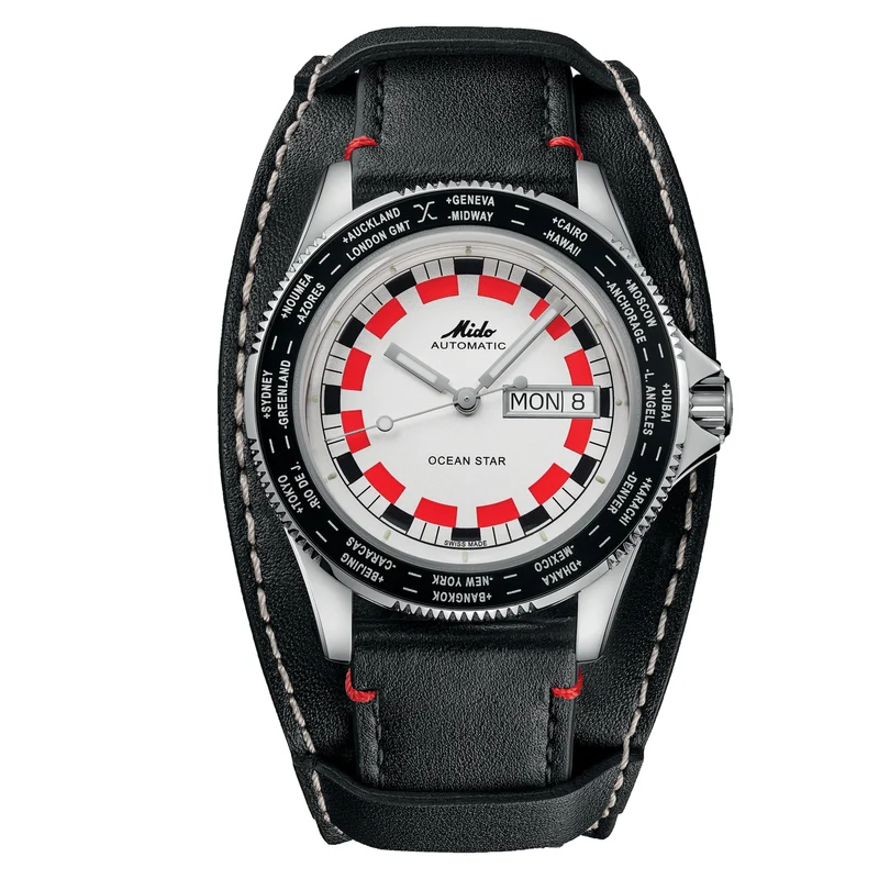 Mido orologio Ocean Star Worldtimer 40mm argento automatico acciaio M026.830.16.030.00