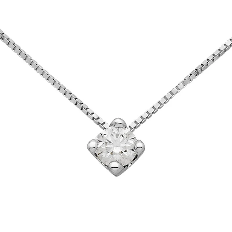 Capodagli collana punto luce oro bianco 18kt diamante con castone a rombo e punte tonde CAP1968