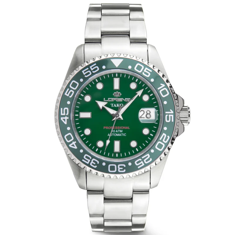 Lorenz orologio Tako 43mm verde automatico acciaio 030254NN