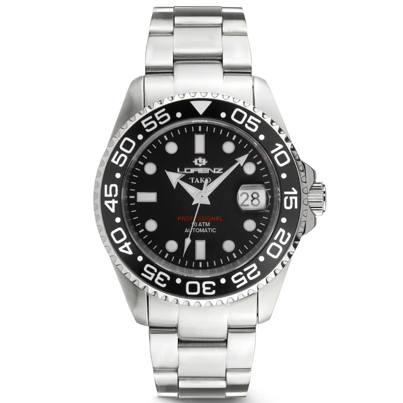 Lorenz orologio Tako 43mm nero automatico acciaio 030254LL