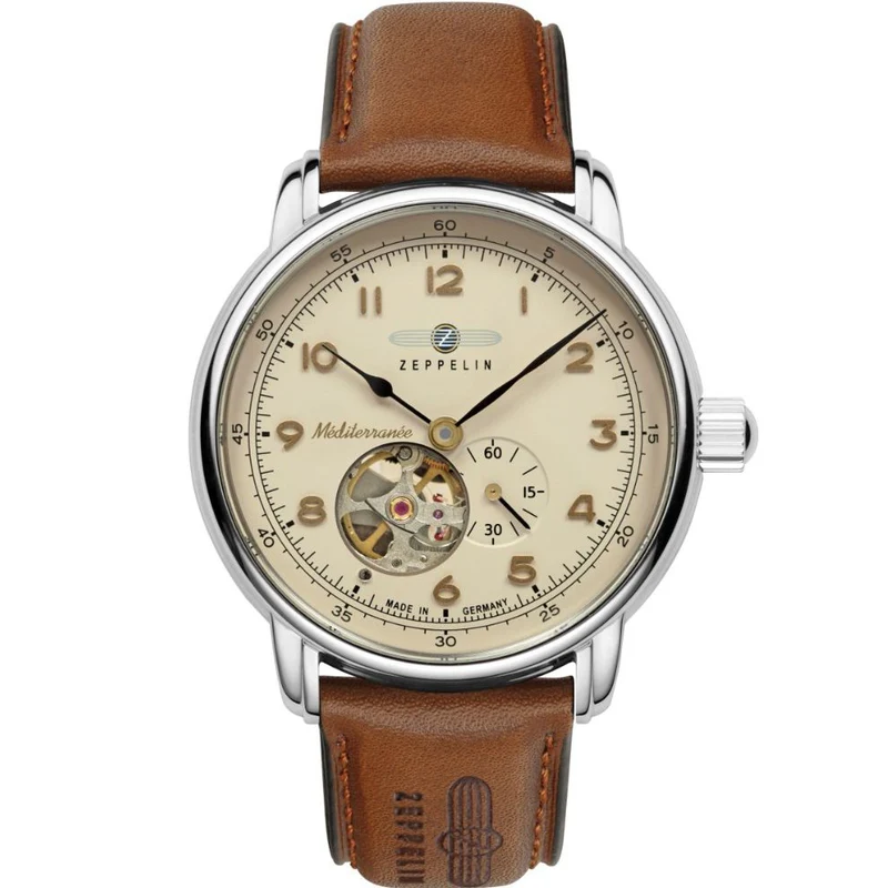 Zeppelin orologio LZ121 Mediterranèe Automatico Open 40mm beige automatico acciaio 9666-5