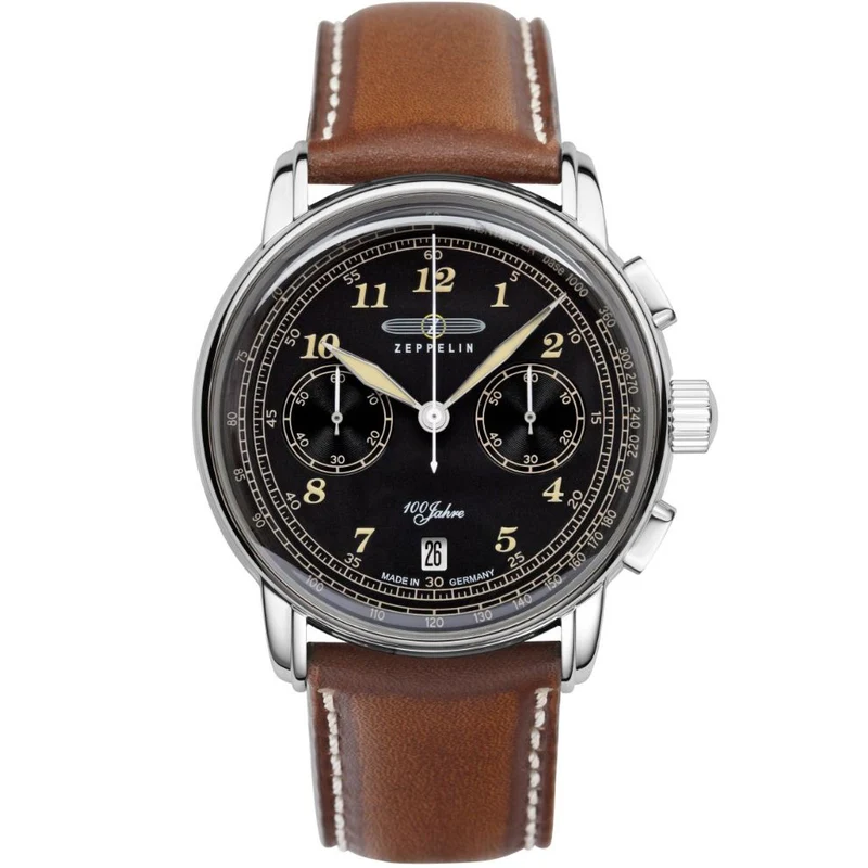 Zeppelin orologio 100 Years Zeppelin Chrono 42mm nero quarzo acciaio 7674-3