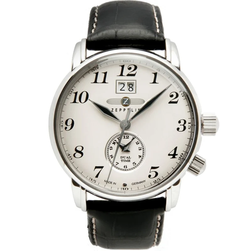 Zeppelin orologio LZ127 Graf Dual Time 42mm beige quarzo acciaio 7644-5