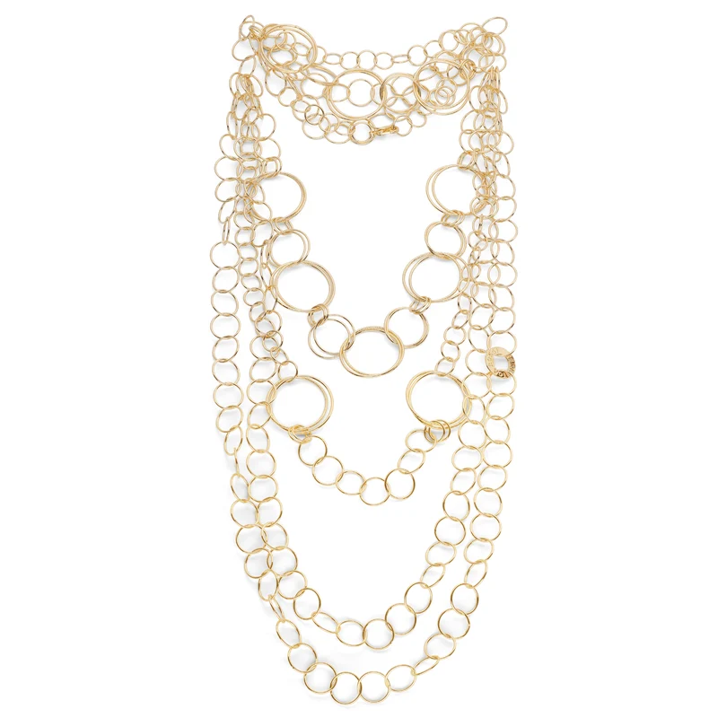 Federica Rossi collana lunga multifilo con cerchi bronzo finitura PVD oro 18kt FR.CO.20