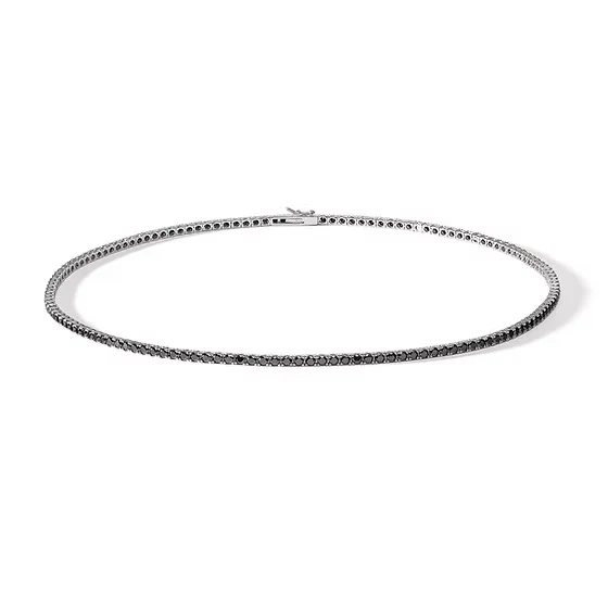 Comete collana girocollo Tennis argento 925 zirconi neri UGL 738 N M45