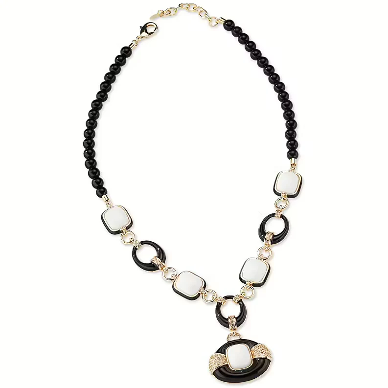 Sovrani collana con pendete Fashion Mood bronzo finitura PVD oro giallo 18kt agata e smalto J10849