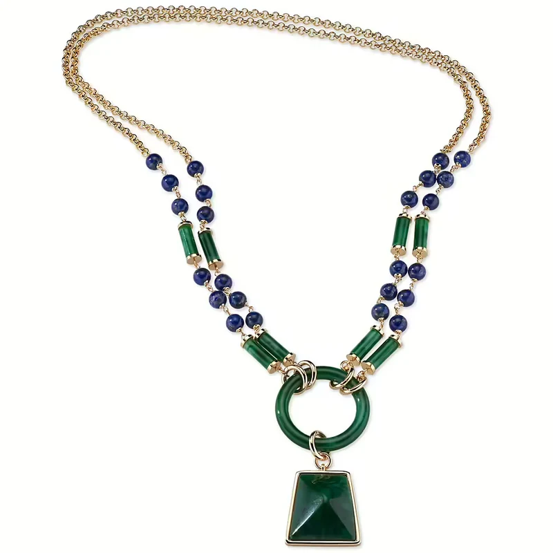 Sovrani collana con pendente Fashion Mood bronzo finitura PVD oro giallo 18kt quarzo e agata J10840