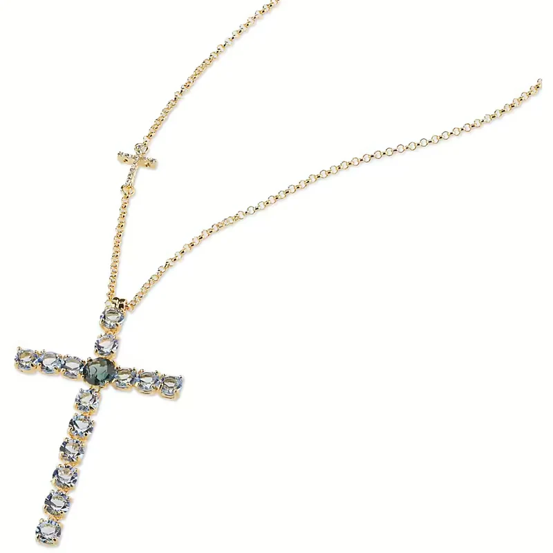 Sovrani collana Croce Fashion Mood bronzo finitura PVD oro giallo 18kt quarzo topazio J9641