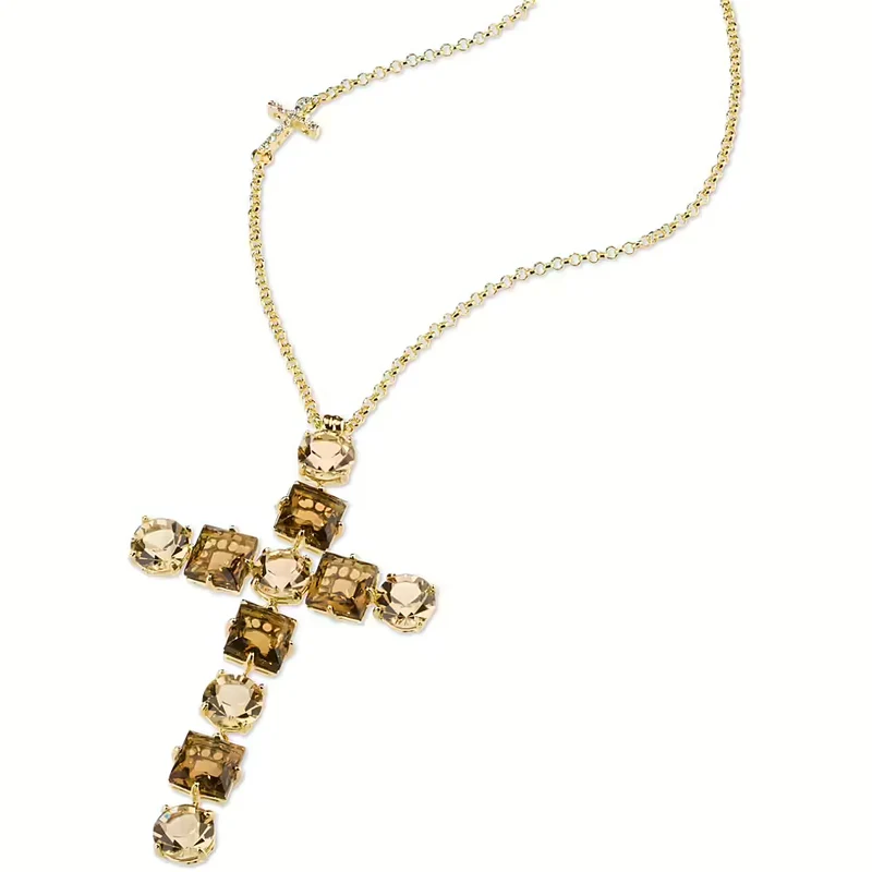Sovrani collana Croce Fashion Mood bronzo finitura PVD oro giallo 18kt quarzo topazio J9638