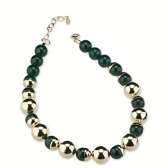 Sovrani collana Fashion Mood bronzo finitura PVD oro giallo 18kt agata verde J8900