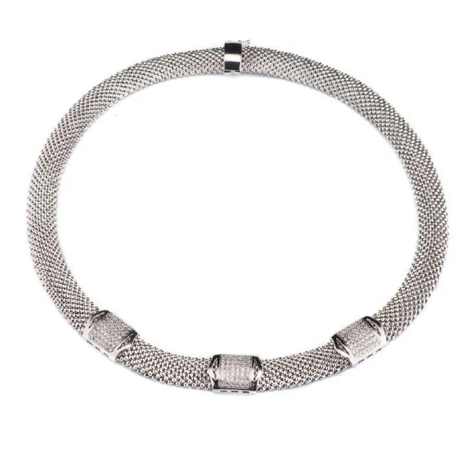 Sovrani collana girocollo Fashion Mood bronzo finitura PVD oro bianco 18kt cubic zirconia J4087