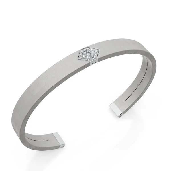 World Diamond Group bracciale schiava in titanio grigio, inserto in platino, pavettato con diamanti GBR040PTDIGR