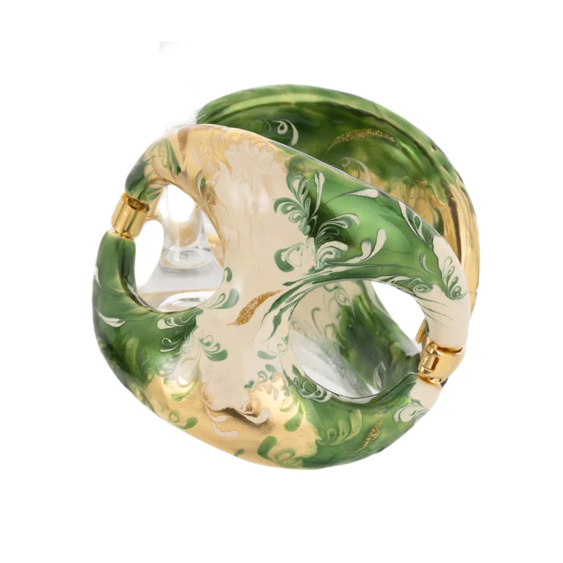 Federica Rossi bracciale Sea Collection Maglia Marina bronzo finitura PVD oro 18kt smalto color verde e panna FR.BR.24