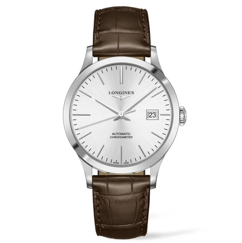 Longines orologio Record Collection 40 mm argento automatico acciaio L2.821.4.72.2