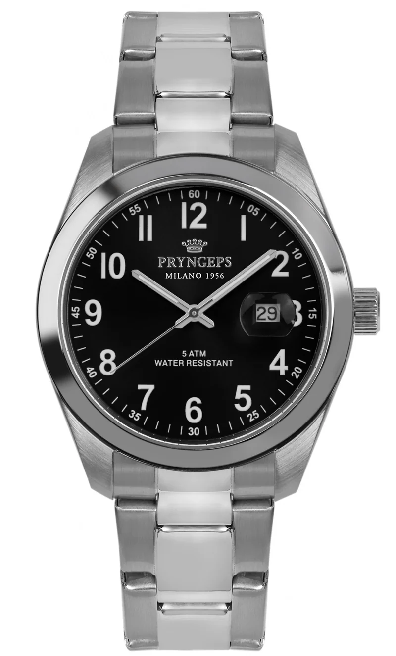Pryngeps orologio uomo 40mm nero acciaio quartz A1034/1 NE