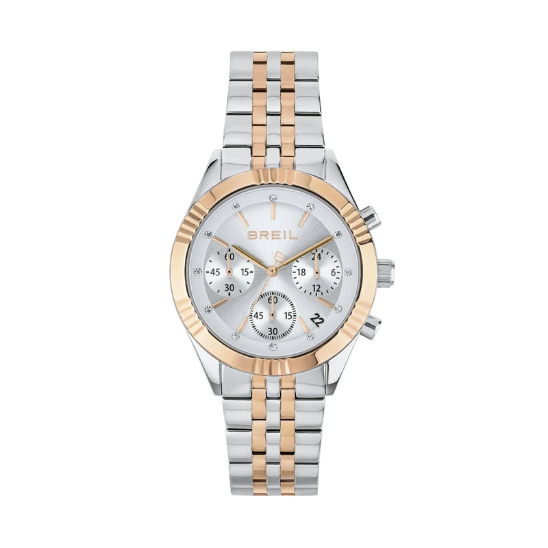 Breil orologio Stand Out Chrono 36mm argento quarzo acciaio finiture PVD oro rosa TW2018